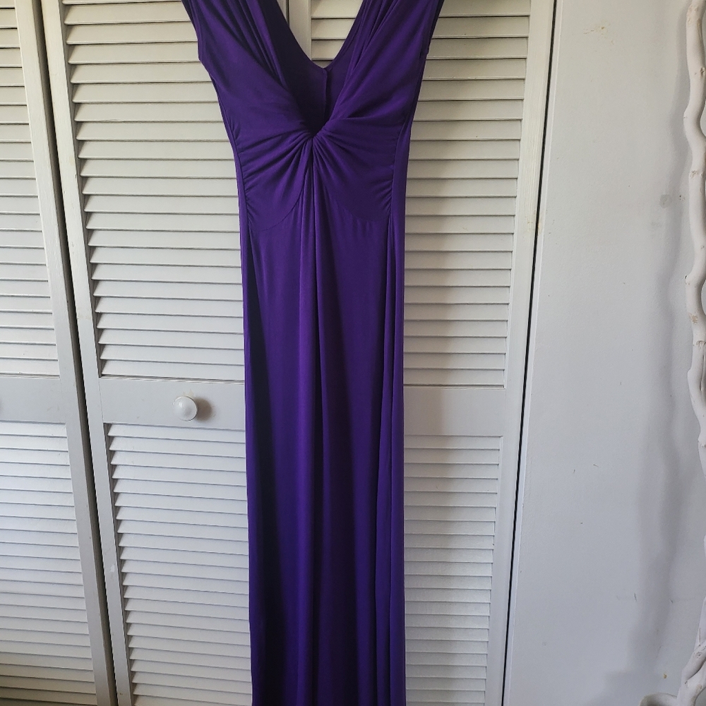 holiday Deep Purple Plunge Maxi Dress Size M